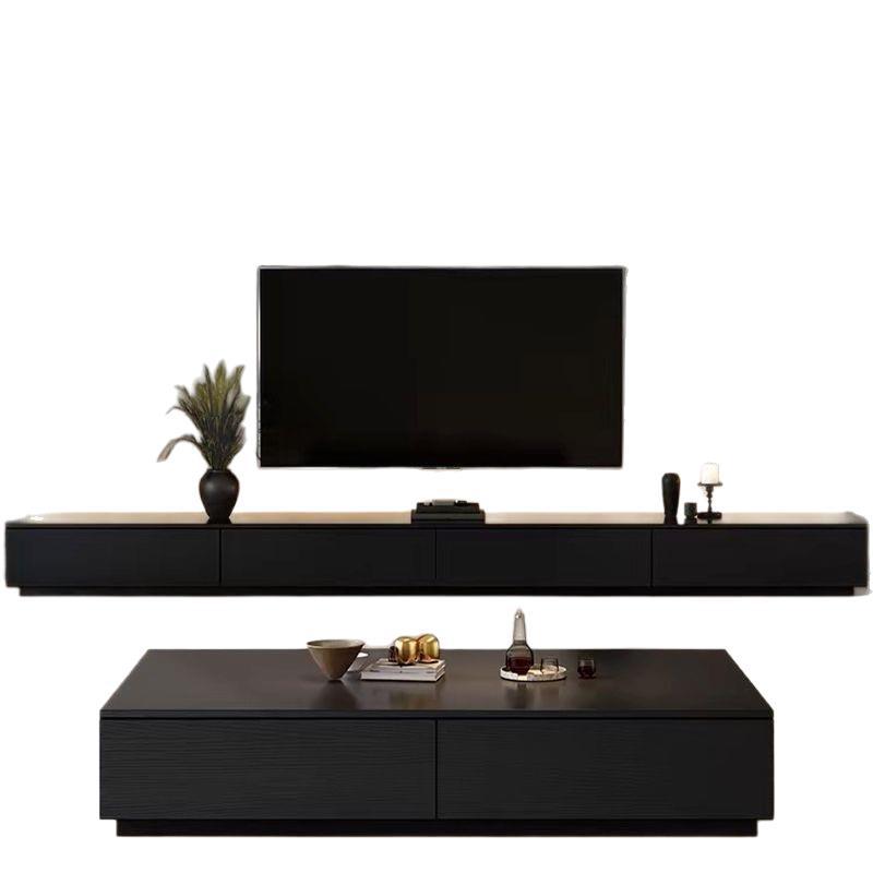 TV Cabinet Coffee Table Modern Italian Black Wooden Household Living Room Small Apartment Coffee Table TV Cabinet Floor Cabinet Combination