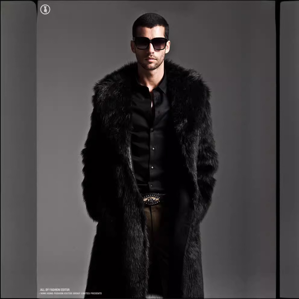 Europe and the United States Amazon cross-border supply 2025 autumn and winter fur coat men's long artificial wool warm fur coat