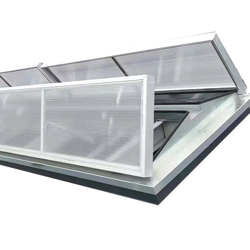 Aluminum alloy electric skylight in-line triangle arch type fire smoke exhaust skylight roof lighting ventilation