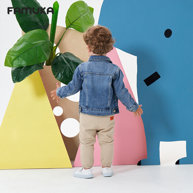 Cross-Border Export Kidsren's Clothing, Spring & Fall Clothing, Kidsren's Denim Jackets, Medium and Large Kidsren's Boys and Girls' Tops, Casual Trendy Brand Outfits