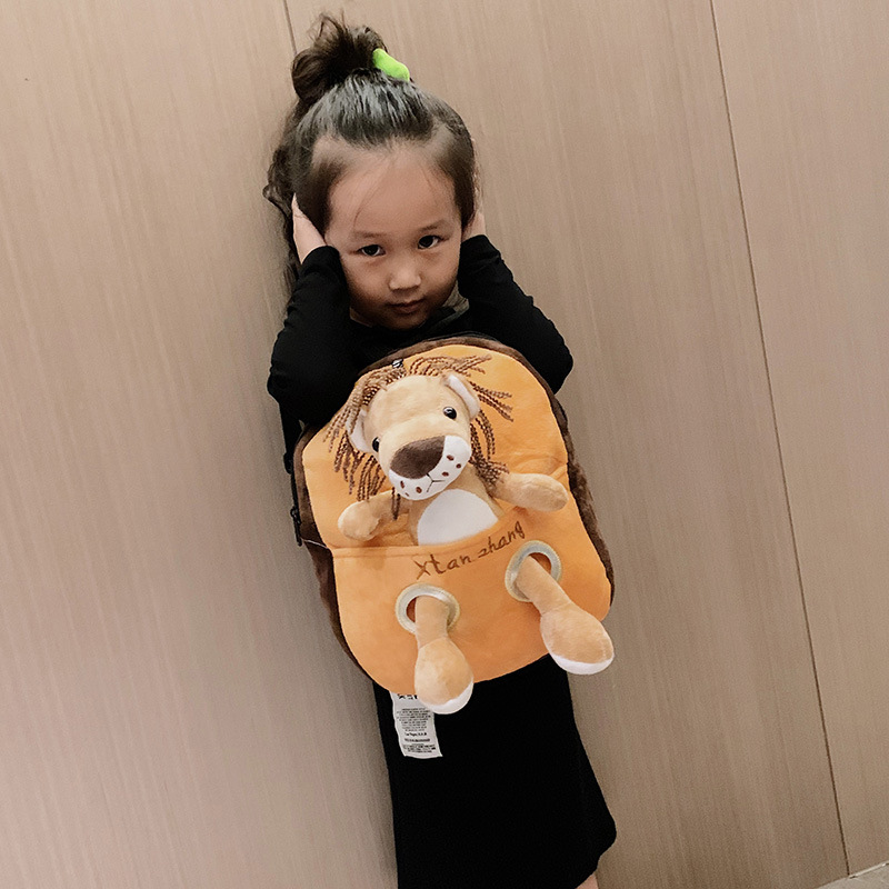 Autumn and Winter New Cartoon Plush Children's Bag Korean Style Boys and Girls Kindergarten School Bag Animal Anti-lost Small Backpack