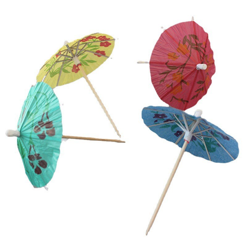 Wholesale spot flower paper umbrella bar KTV fruit sign cake cocktail decoration flower sign disposable small umbrella sign