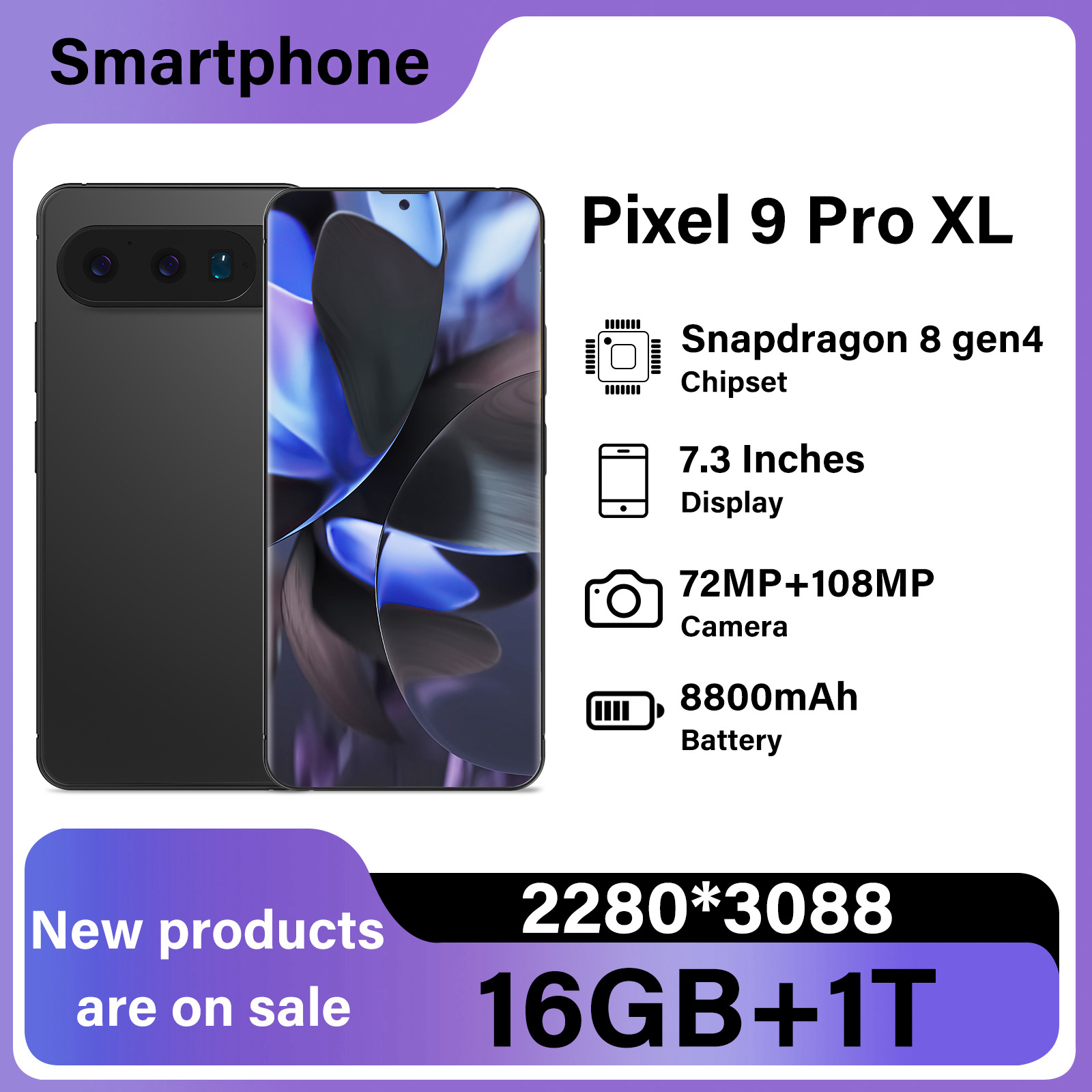 Pixel 9 Pro XL смартфон 5G полная совместимость с сетью 7.3 дюйма двойная SIM встроенный Google три предмета GPS