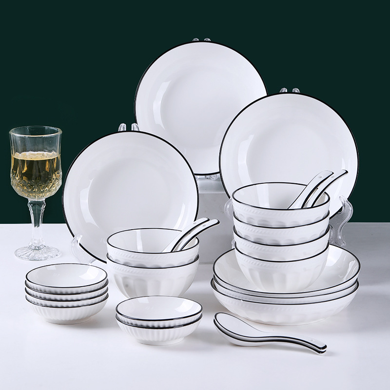 Новый набор посуды Lotus из четырех тарелок и шести чаш, десять предметов, европейский стиль, микроволновая чаша для риса