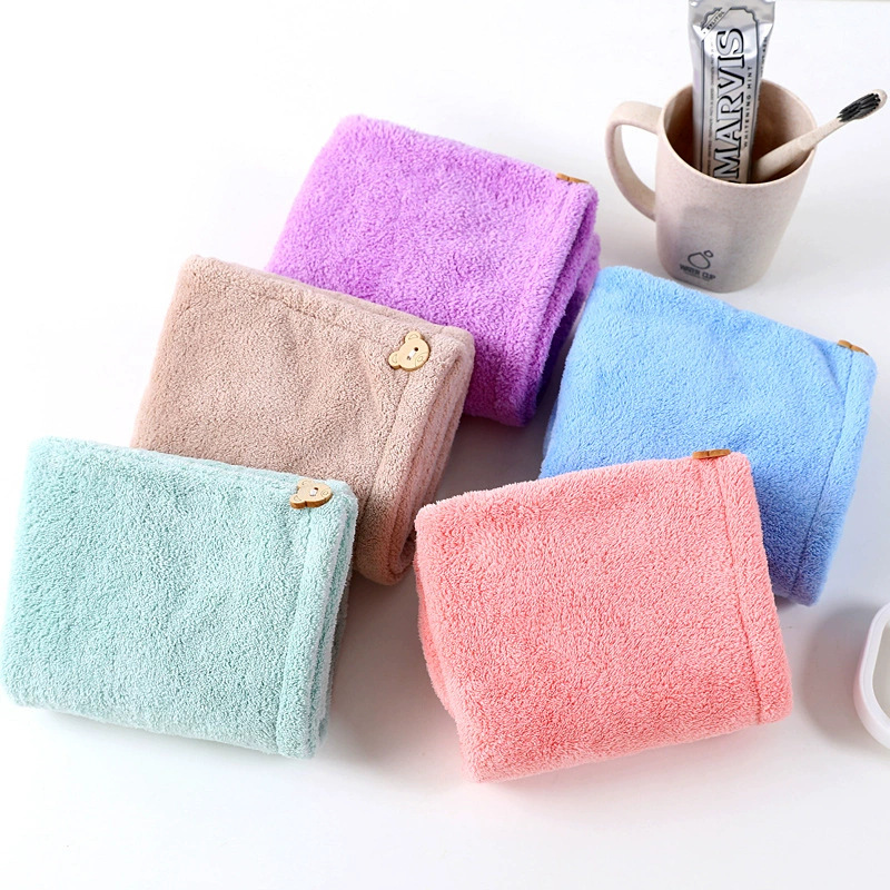Coral Velvet Dry Hair Cap for Women Thickeneded Soft Quick-Drying Household Cute Turban Dry Hair Towel Shower Cap Coral Velvet