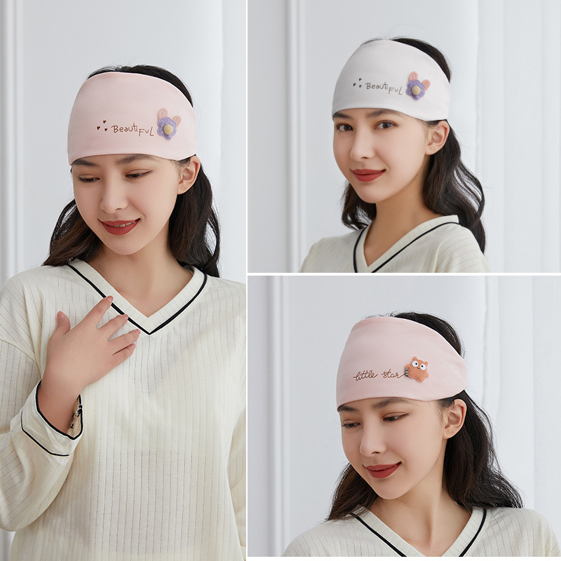2025 new maternity cap cotton cartoon small flower bear moon scarf postpartum pregnant women moon cap wholesale