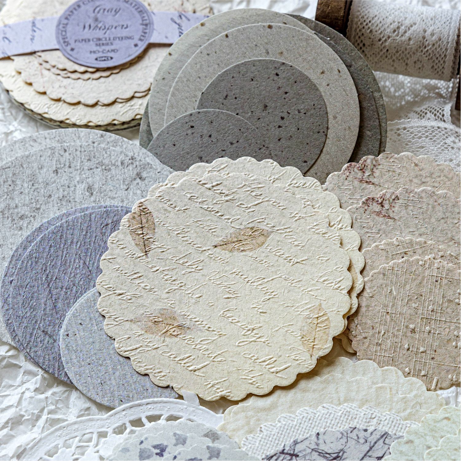 Momo Round Material Paper, Paper Round Series, Light Retro Versatile Light-Colored Paper for Journaling, DIY Decoration