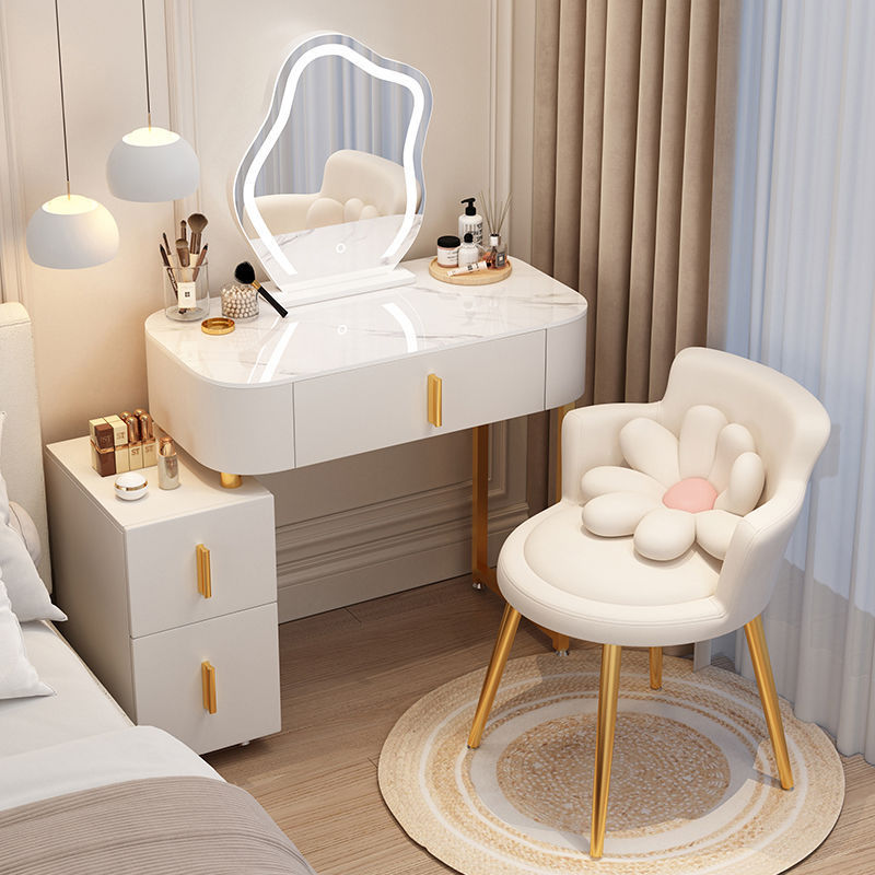 Bedroom Dressing Table Small Apartment Light Luxury Style Dressing Table Bedside Storage Cupboard Modern Simple Dressing Table Mirror Integrated