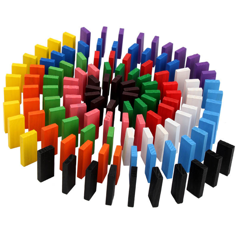 Children's building blocks 120 pieces of 12-color dominoes color cognitive early education AIDS educational enlightenment wooden toys