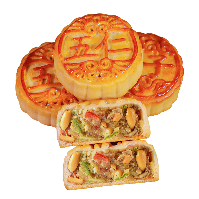 Cantonese-Style Suzhou-Style Mooncake with Liquid Filling, Five-Nut Pastry, Egg Yolk and Lotus Paste, Mid-Autumn Festival Manufacturer Gift Box Wholesale Group Purchase Handmade