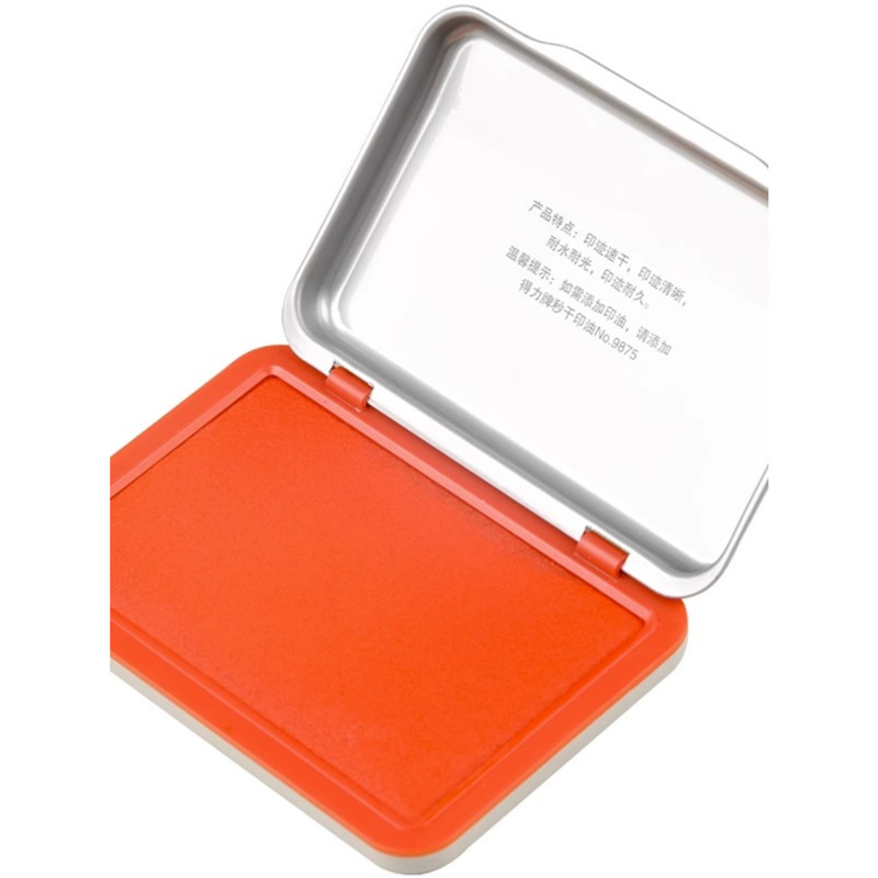 Deli 9891 Red Quick-Drying Ink Pad Fingerprint Ink Pad Quick-Drying Square Metal Shell Hard Ink Pad