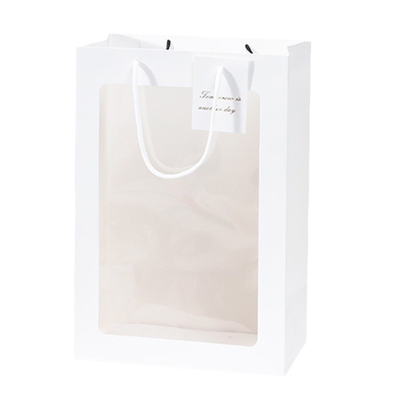 Flower bag window bag transparent bouquet packaging gift bag creative window paper bag gift bag wholesale