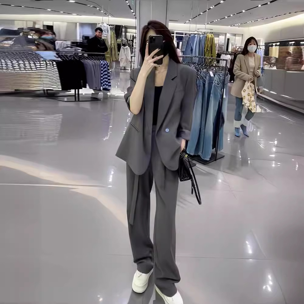 2602 Spring and Autumn New plus size women's suit jacket suit women's chubby girl casual pants two-piece formal wear business wear