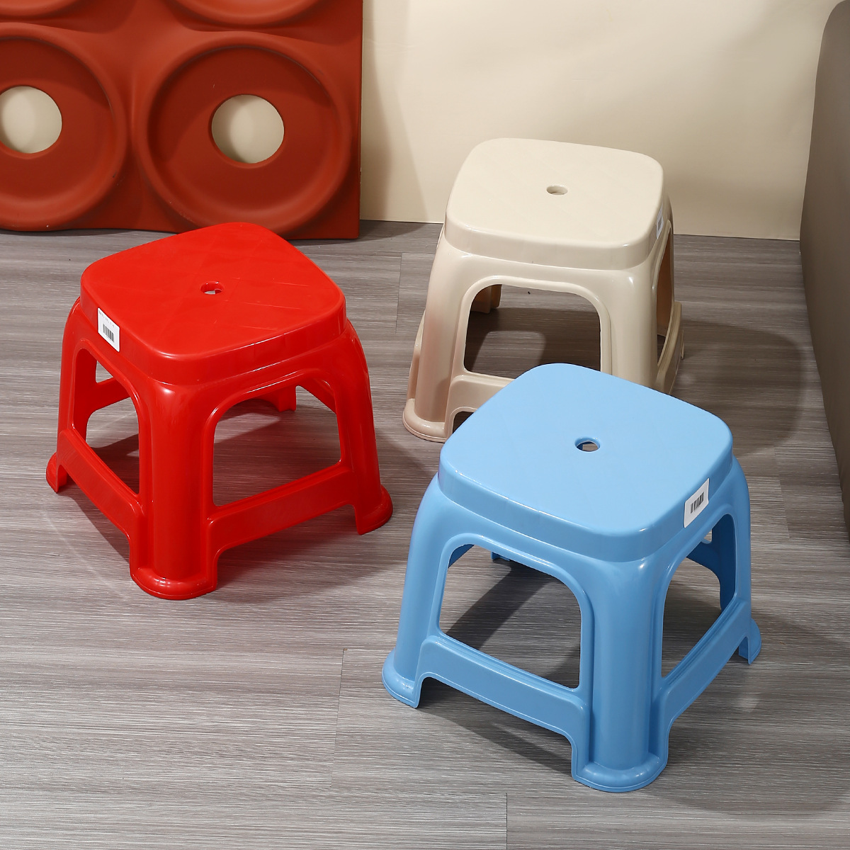 Wholesale Thickened Plastic Stool Bench Household Commercial Plastic Square Stool Chair Thickened Plastic Stool Plastic High