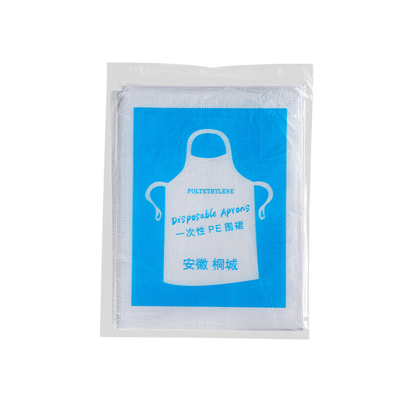 Disposable Plastic Apron Transparent PE Catering Hot Pot Thickened Adult Waterproof Oil-proof Neck Apron for Guest Wholesale