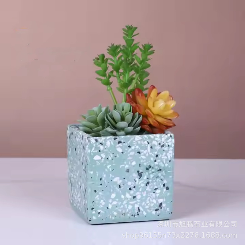 Terrazzo Concrete Flower Pot Flower Box Home Decoration Design Indoor Creative Handmade Cement Flower Pot