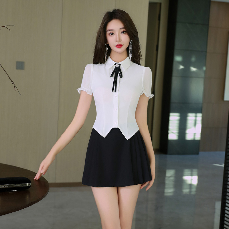 8229 новая работа для техников по спа-педикюру, одежда для отелей, женская рубашка с плиссированной юбкой