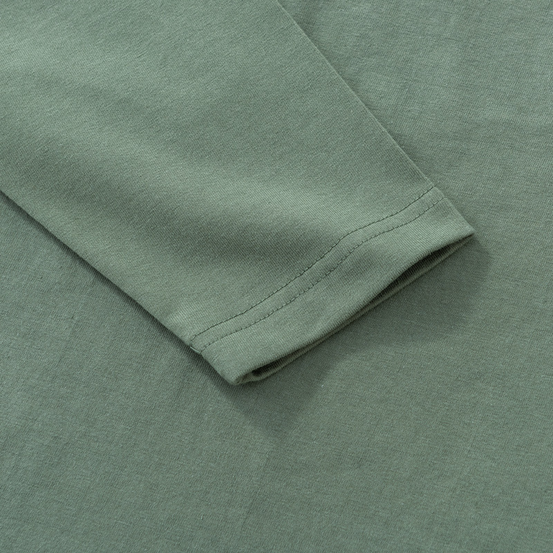 Spring and Autumn New Product 250g Heavyweight Pure Cotton Loose Straight Mouth Long-Sleeved Round Neck T-Shirt Men's Pure Color Bottoming Shirt Printed Picture