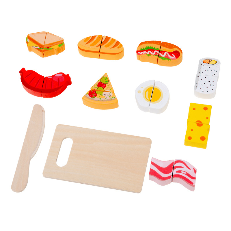 Early Education Kidsren's Play House Cutting Fruits and Vegetables Food Wooden Toys Boys and Girls Educational Velcro Cutting Fun