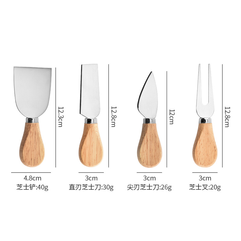 Factory spot stainless steel cheese knife acacia wooden handle cheese knife pizza knife cheese butter knife gift box set cross