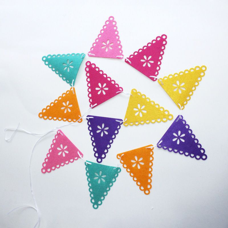 Cross-border direct supply Mexico party felt hollow flower dead day flag Halloween flag Carnival party