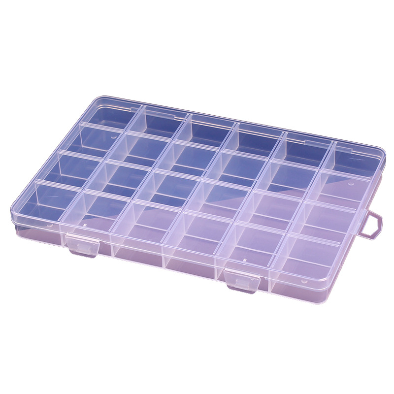 Fixed Card Slot 24-Grids Storage Box Parts Classification Transparent Plastic Box Small Accessories Box Jewelry Beaded Packaging Box