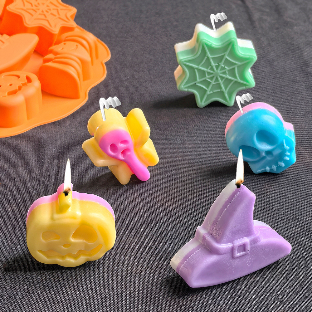 7 even Halloween spider web candle silicone mold suitable for aromatherapy soap handmade DIY mold 541