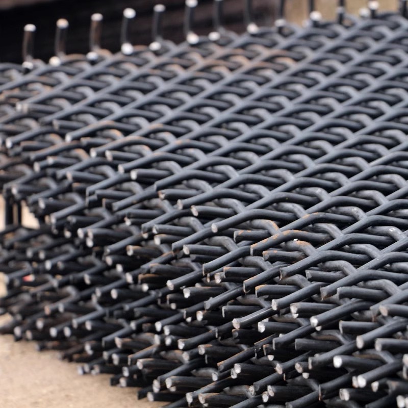 65 manganese steel screen high carbon steel with manganese square hole woven breeding leakage black steel wire filter mine slag screen