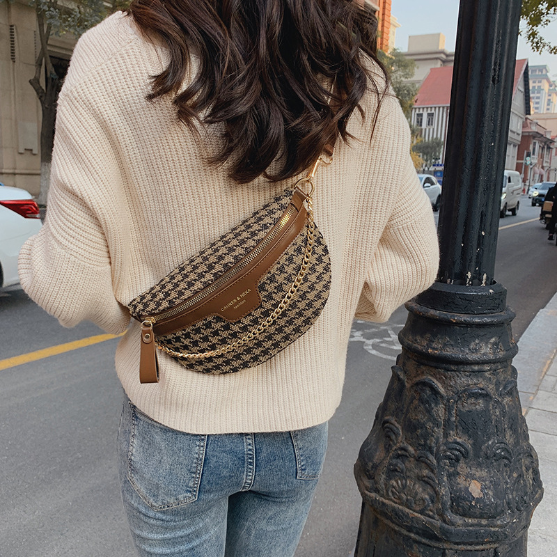 Leopard print chest bag shoulder bag women's new retro fashion Plaid diagonal waist bag texture women's bag manufacturers wholesale