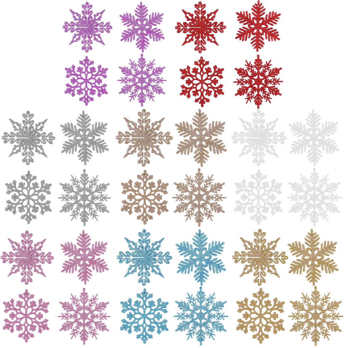 Christmas Decorations 10CM Snowflake Pieces Plastic Powder Snowflake Pieces Christmas Tree Decoration Hollow Snowflake Pendant