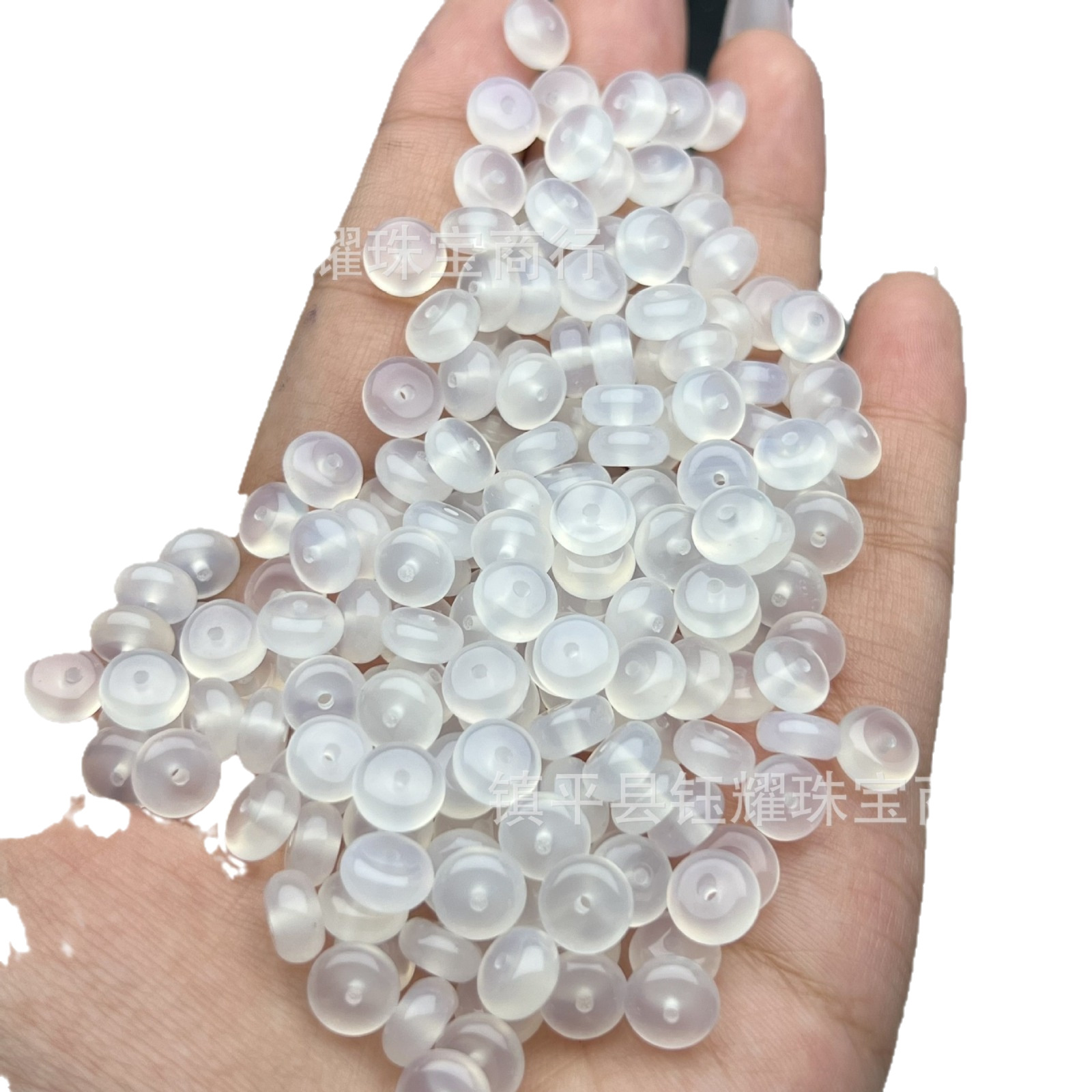 Natural ice white ice through litchi frozen abacus beads white agate chalcedony spacer beads DIY bracelet necklace handmade