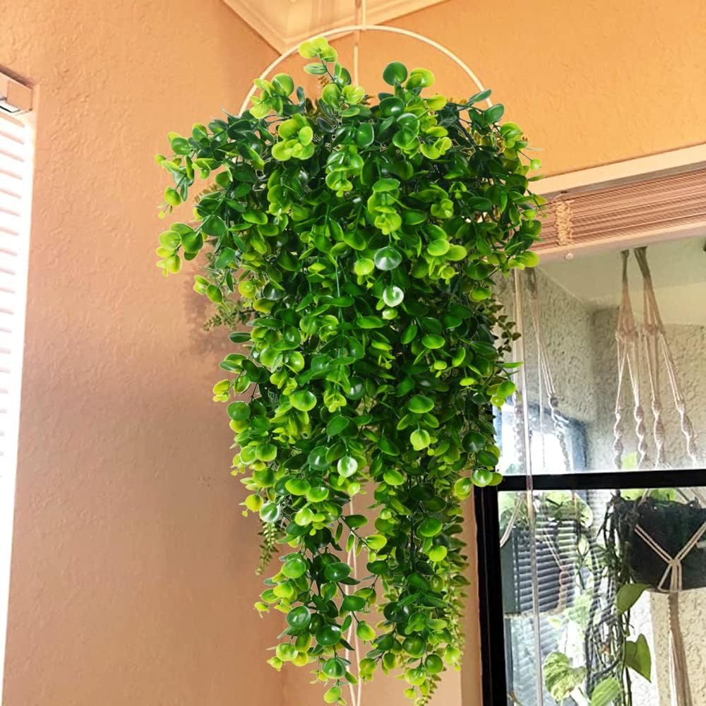 Simulation Round Eucalyptus Rattan Fake Hanging Plant Vine Home Office Wall Decoration Simulation Green Plant