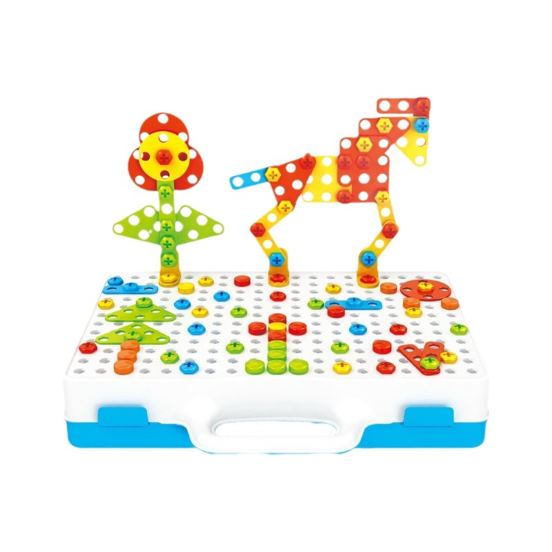 Cross-Border 237Pcs Kidsren's Hand Electric Drill Assembly Puzzle Toy DIY Screw Nut Combination Disassembly Building Blocks