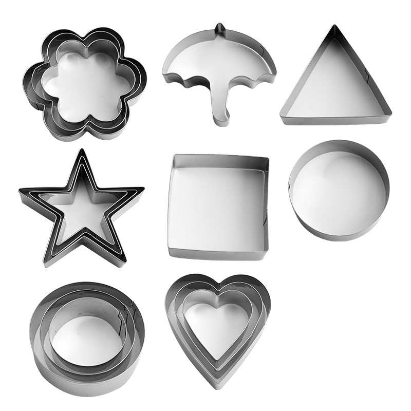 Factory spot stainless steel biscuit mold various shapes stainless steel mousse ring Biscuit cookie cutting mold wholesale