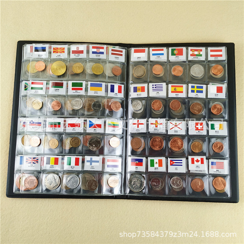 120 Countries Around the World, Coins, Foreign Currency Regions, Albums with Flags, Holiday Gifts, Foreign Currency Collection and Preservation