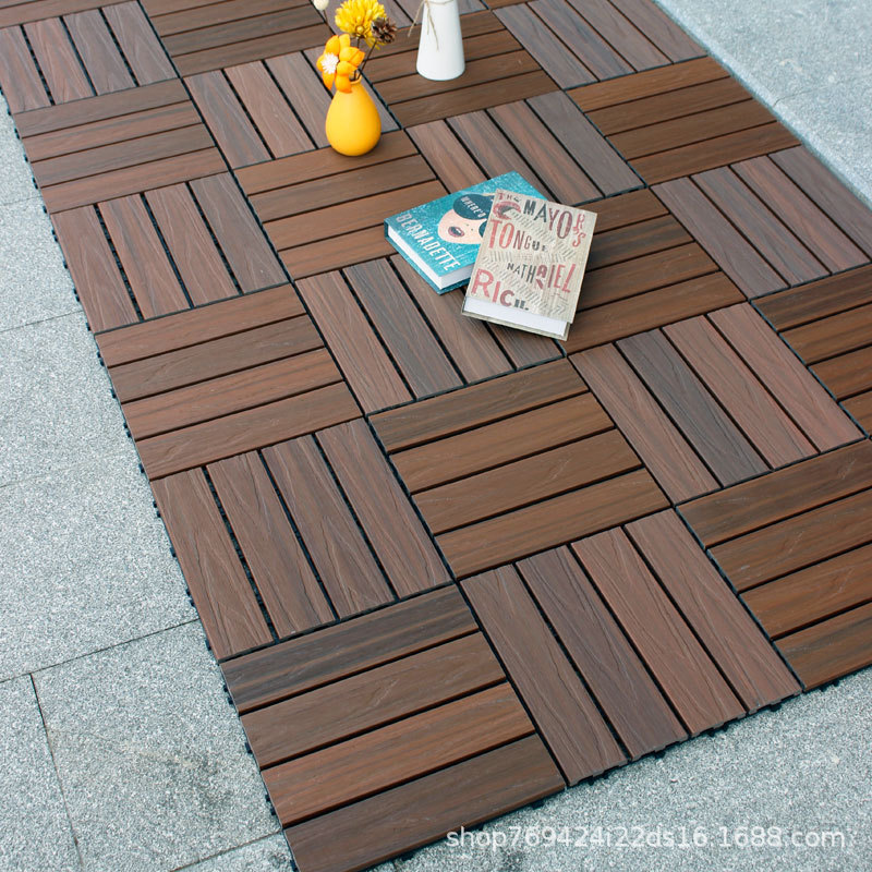 Outdoor Plastic Wood Flooring DIY Splicing Second-Generation Co-Extruded Outdoor Balcony Terrace Bathroom Anti-Corrosion Wood Non-Slip Wear-Resistant