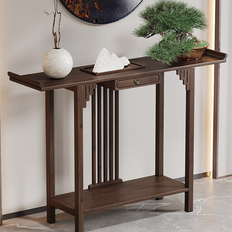 New Chinese Style Entrance Cabinet Modern Minimalist Entrance Table Zen Style Living Room Entrance Table Nets Narrow Table End View Table