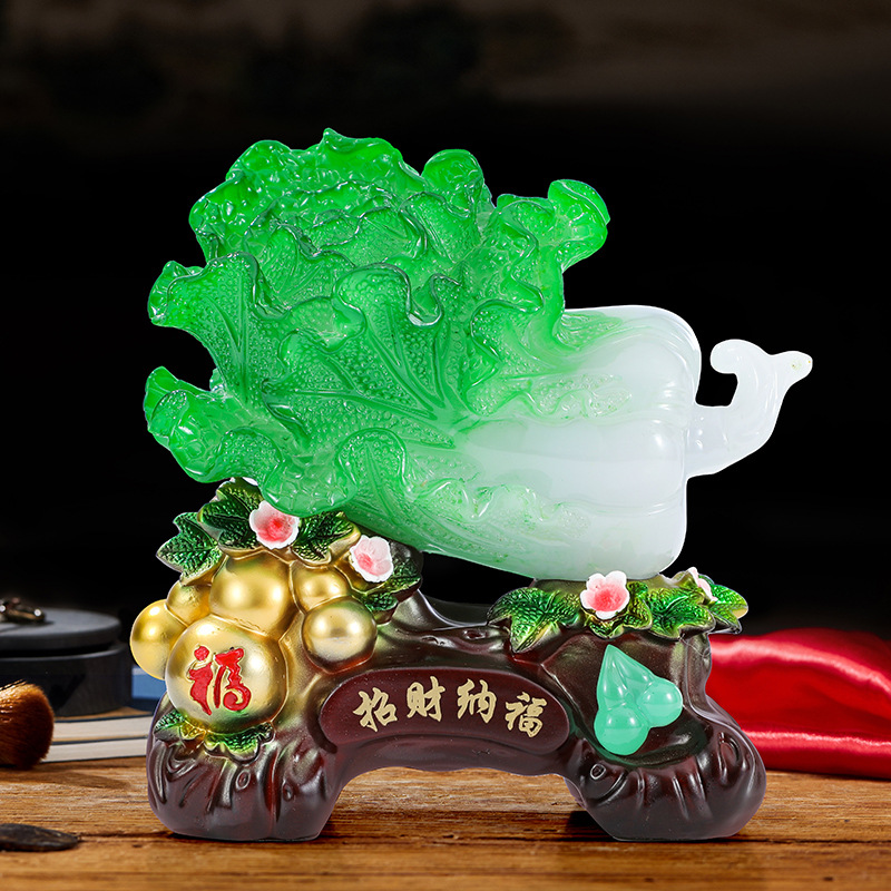 Imitation jade Chinese cabbage ornaments fortune office TV wine cabinet living room home decorations housewarming business gift