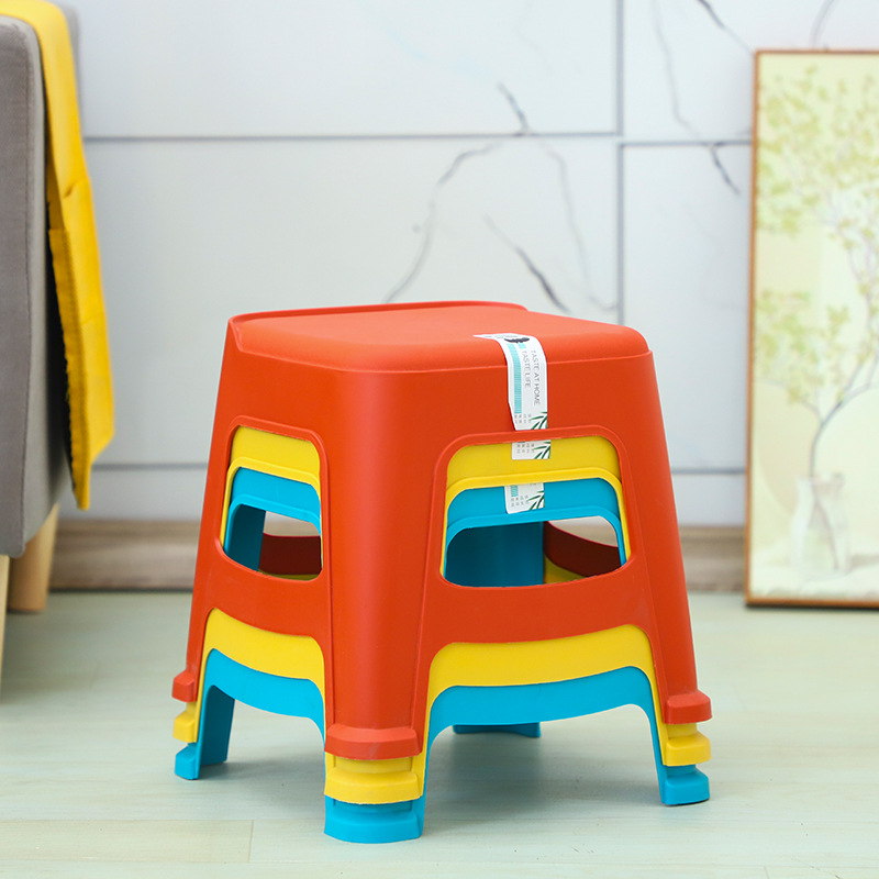 Factory wholesale household plastic small square stool dovetail stool color phoenix tail stool printable advertising plastic stool