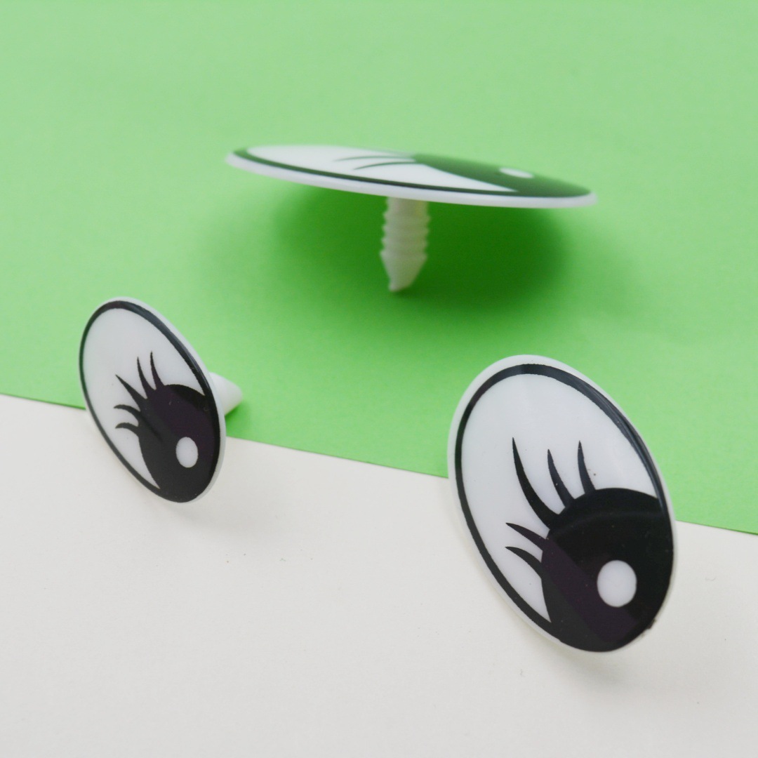 Eyelash Black and White Cartoon Toy Eyes Oval Doll Plush Toy Plastic Eyes Black and White Cartoon Eyes