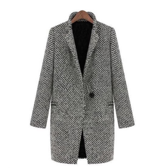 2025 Autumn and Winter European Station Houndstooth Coat Mid-Length Large Size Special Price Houndstooth Coat Ebay Hot Sale