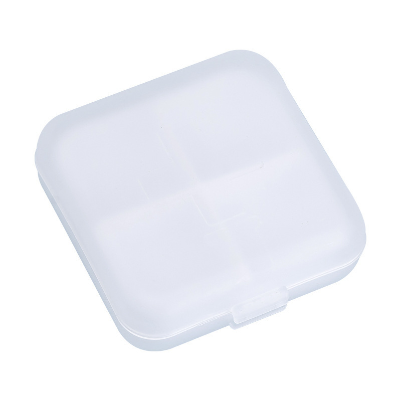 Cross Pill Box 4-Grid Plastic Sub-Pack Small Square Portable Portable Pill Box Small Square Box Wholesale Medicine Box
