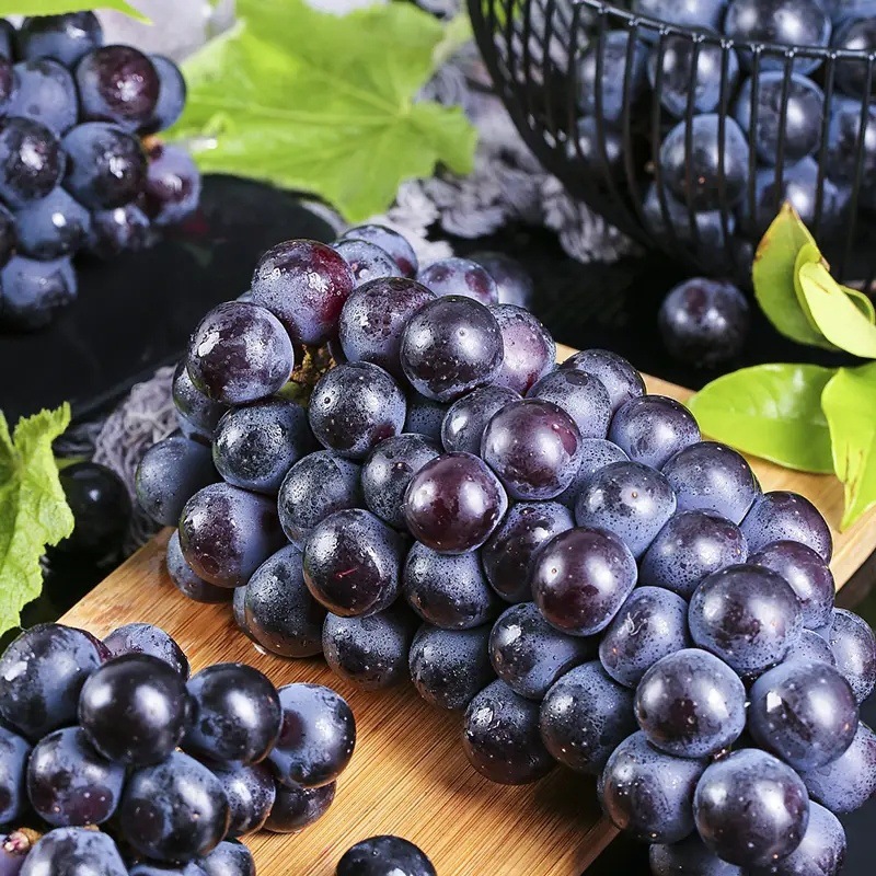 Yuncheng Seedless Summer Black Grapes, Fresh Seasonal Fruits, Rose-Scented Grapes, Whole Box of Grapes for Pregnant Women, Kyoho, Free Shipping