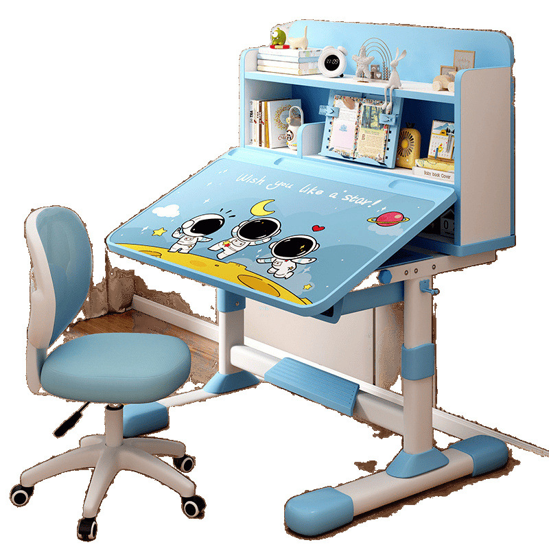 Manufacturer's Study Tables and Chairs Can Be Lifted and Lowered, Homework Study Chairs, Bookshelf Integrated Tables and Chairs, Primary and Secondary School Students' Desks