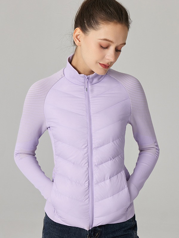 Autumn and Winter Yoga Sports down Jacket 90% White Goose down Top for Women Outdoor Running Stand Collar Coat with Added Fleece for Warmth