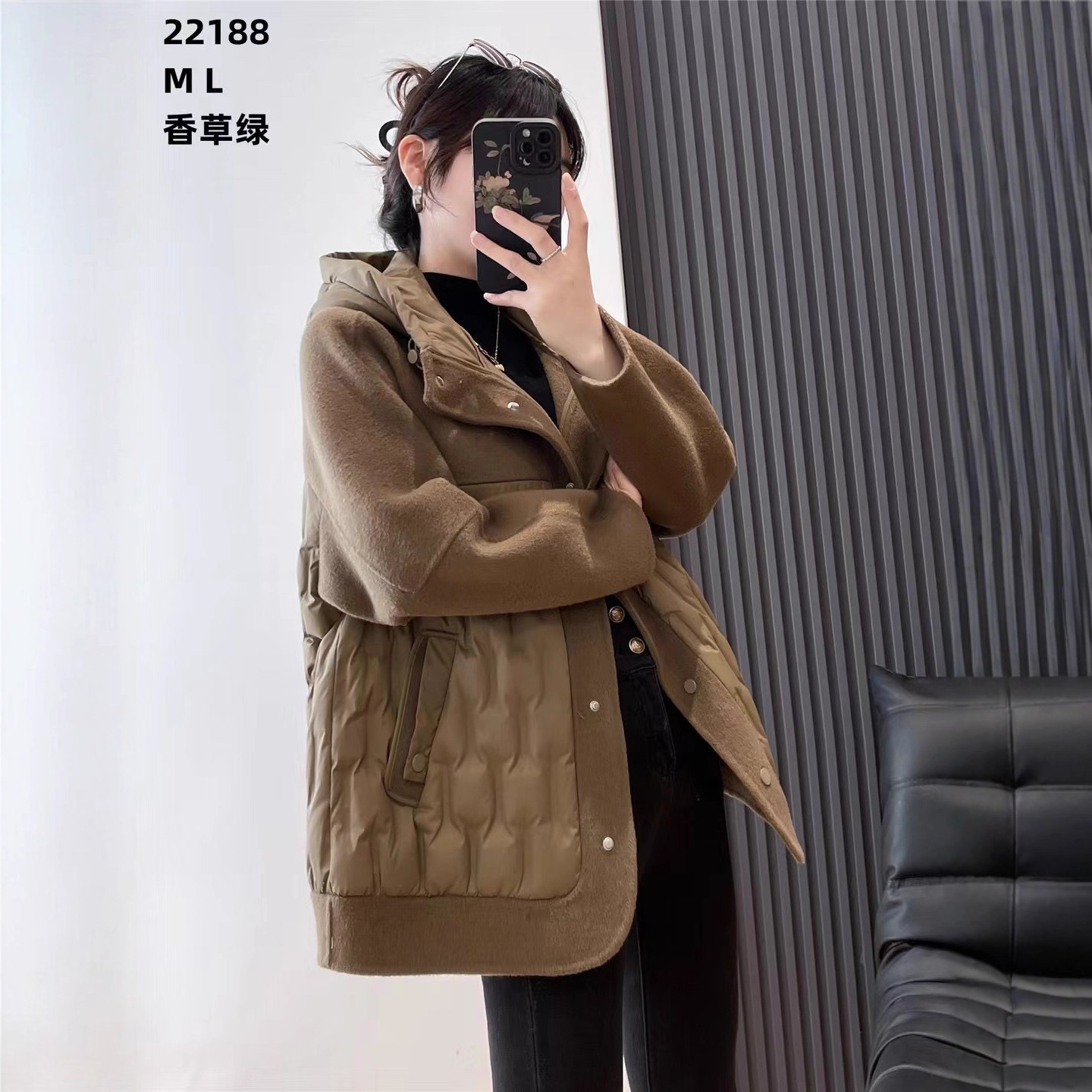 90 Single-Row down Jacket White Loose Korean Style Design Duck down Woolen Version 2024 Hooded Warm Fluffy Buckle Splicing