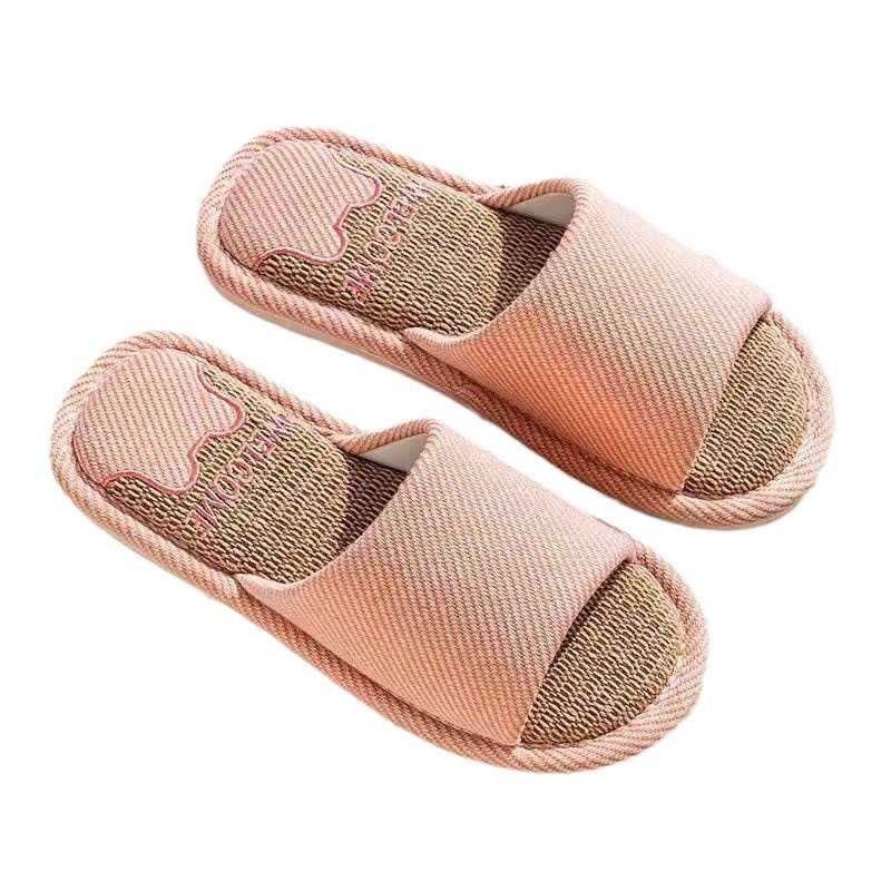 Linen Slippers Women's Breathable Indoor Home Non-slip Soft Bottom Sweat Absorbing Spring and Autumn Four Seasons Cotton Linen Cloth Shoes for Couple Men and Women