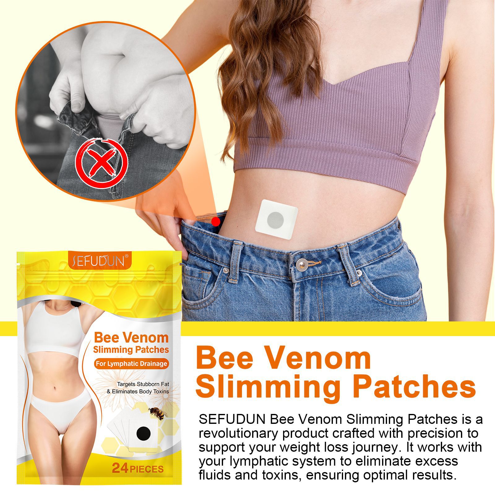 Cross-Border Ikzee Bee Venom Body Shaping Patch Lazy Light Body Slimming Patch Big Belly Throwing Patch Navel Health Oil-Absorbing Patch