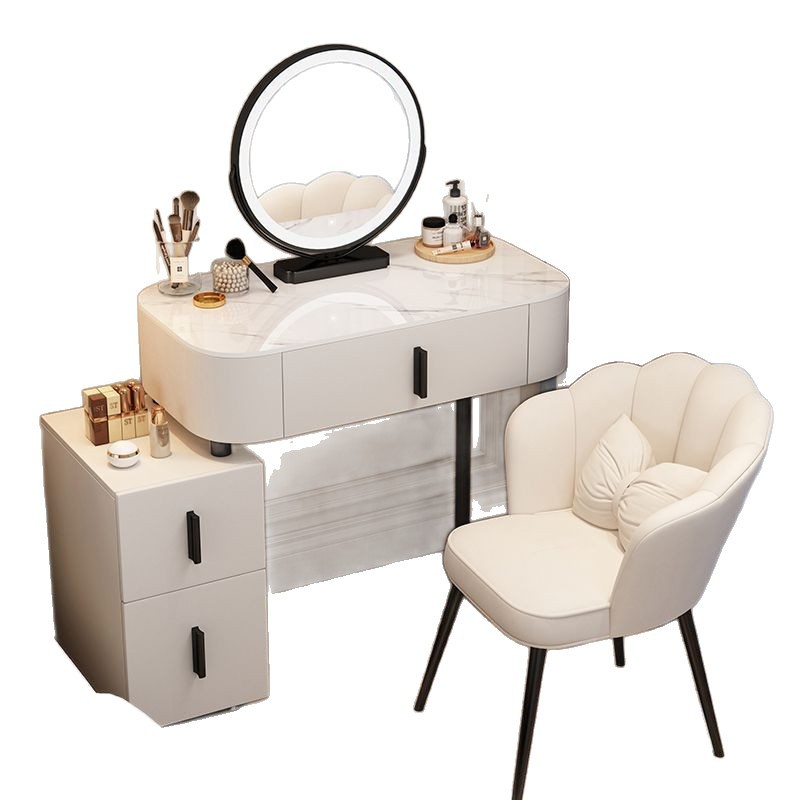 Bedroom Dressing Table Small Apartment Light Luxury Style Dressing Table Bedside Storage Cupboard Modern Simple Dressing Table Mirror Integrated