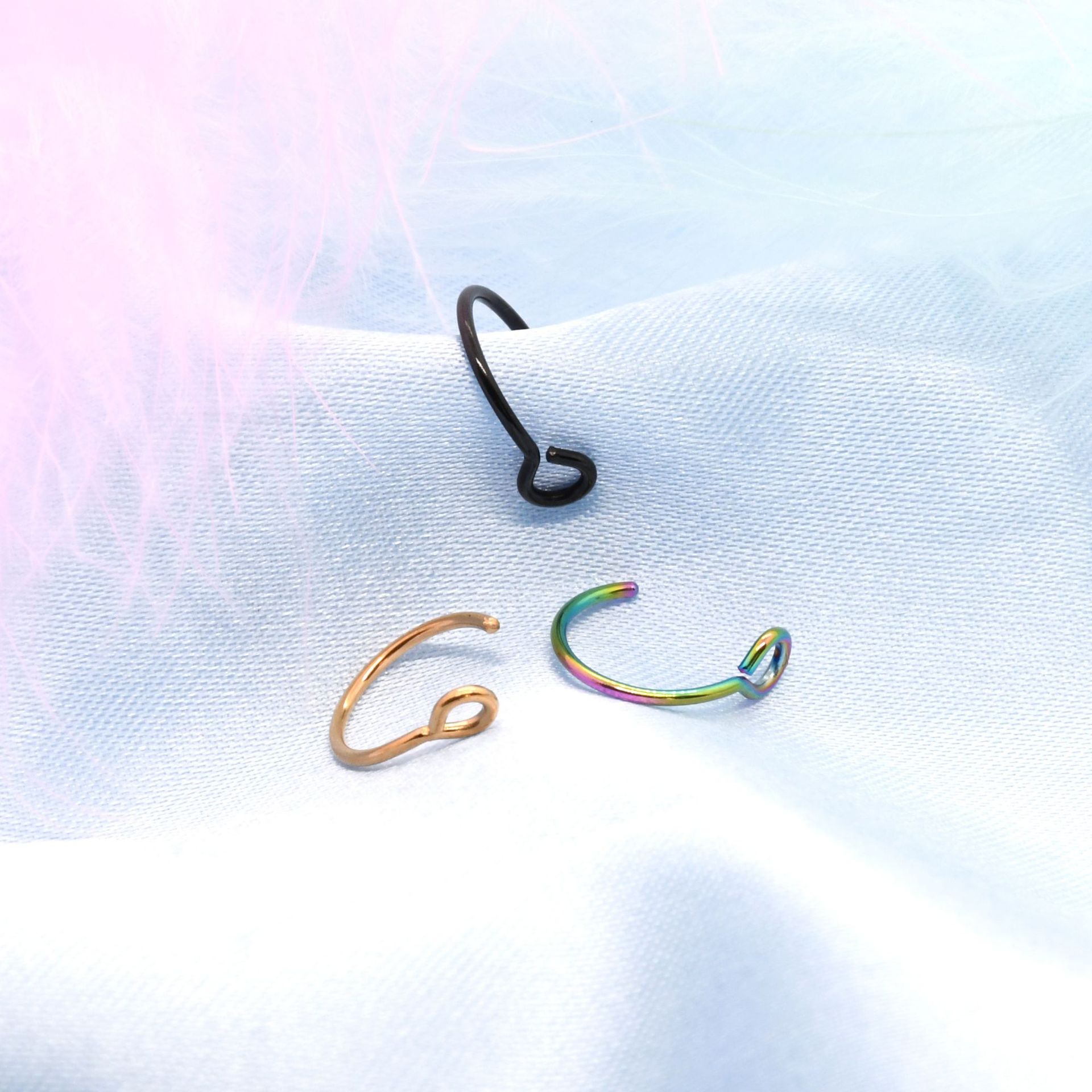 Cross-border supply of stainless steel C- shaped fish hook nose ring U-shaped nose clip earrings accessories puncture jewelry factory spot wholesale